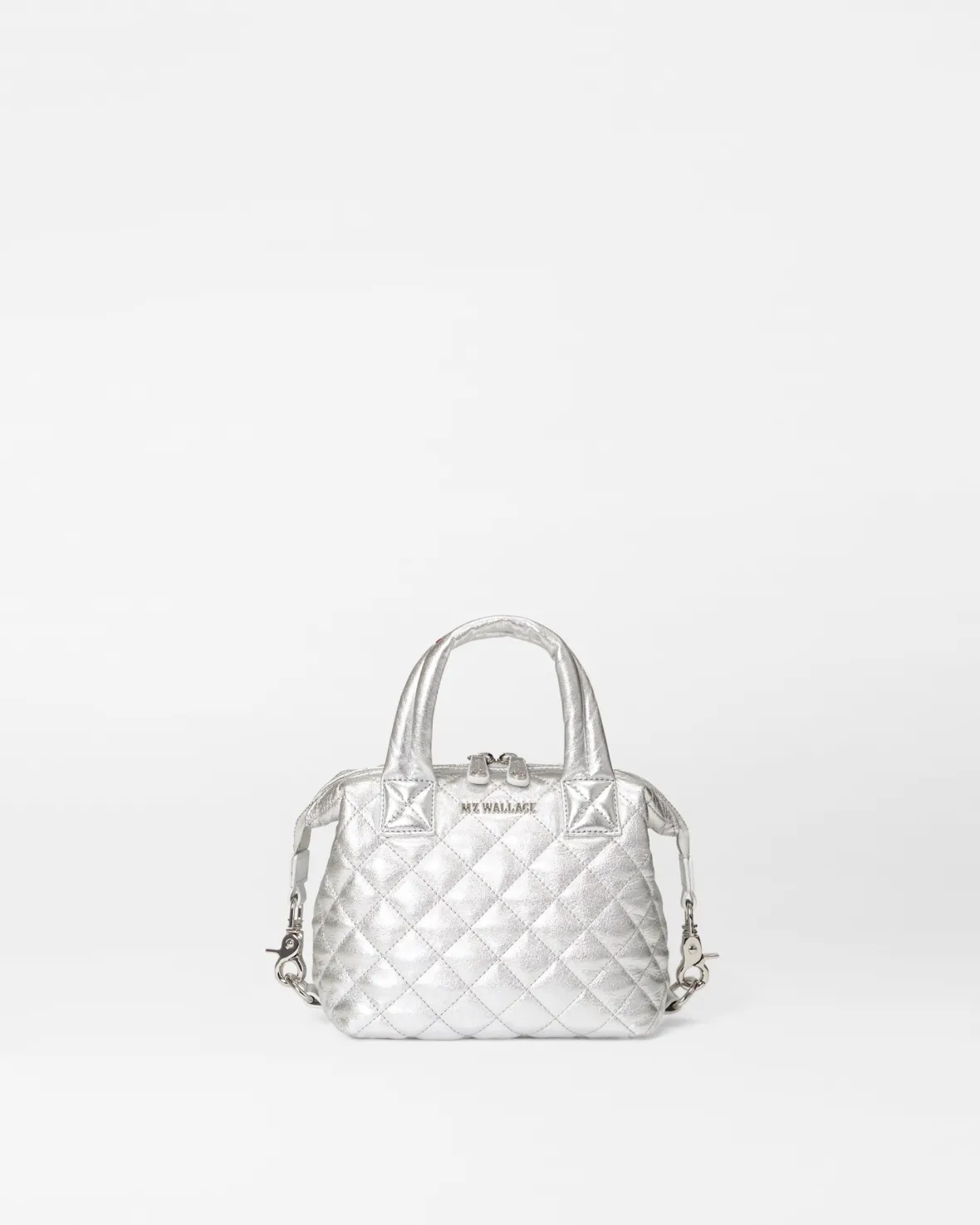Crossbody<MZ Wallace Micro Sutton SilverMetallicLeather