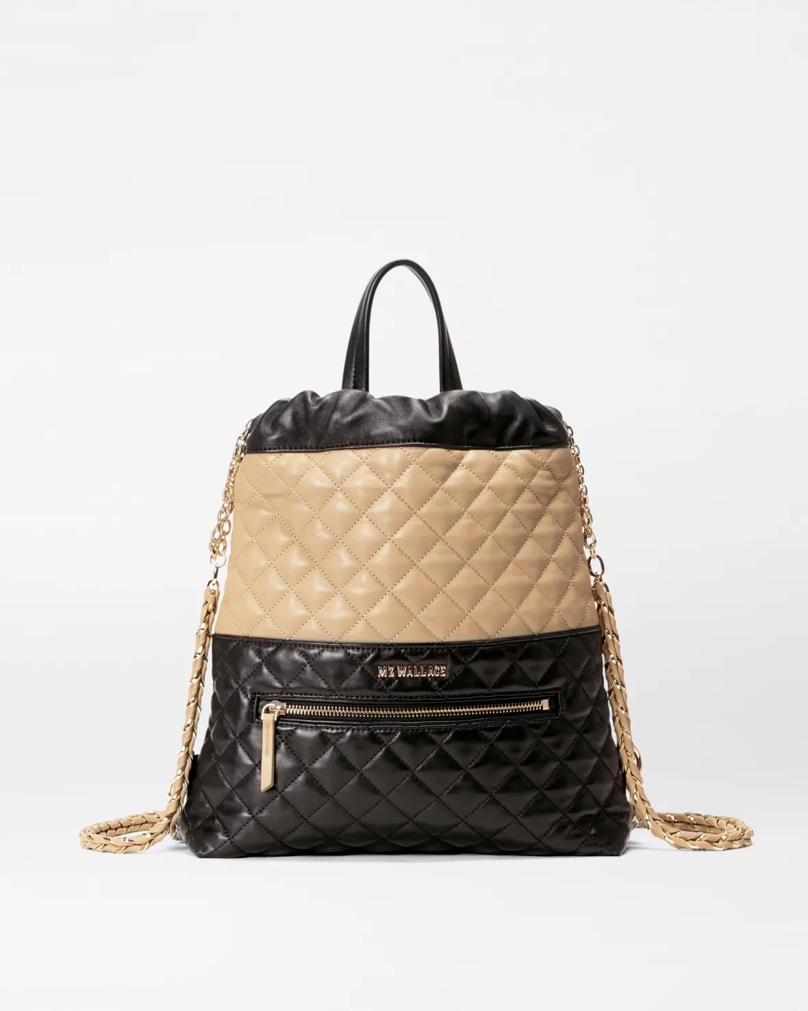 MZW Exclusives<MZ Wallace Crosby Audrey Backpack Black/CamelLeather