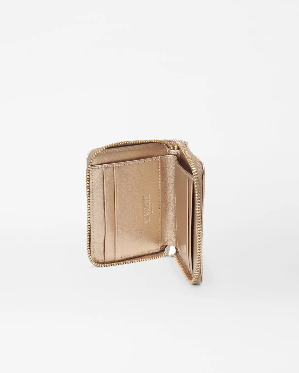 Accessories|MZW Exclusives<MZ Wallace Small Zip Round Wallet HoneyMetallicLeather