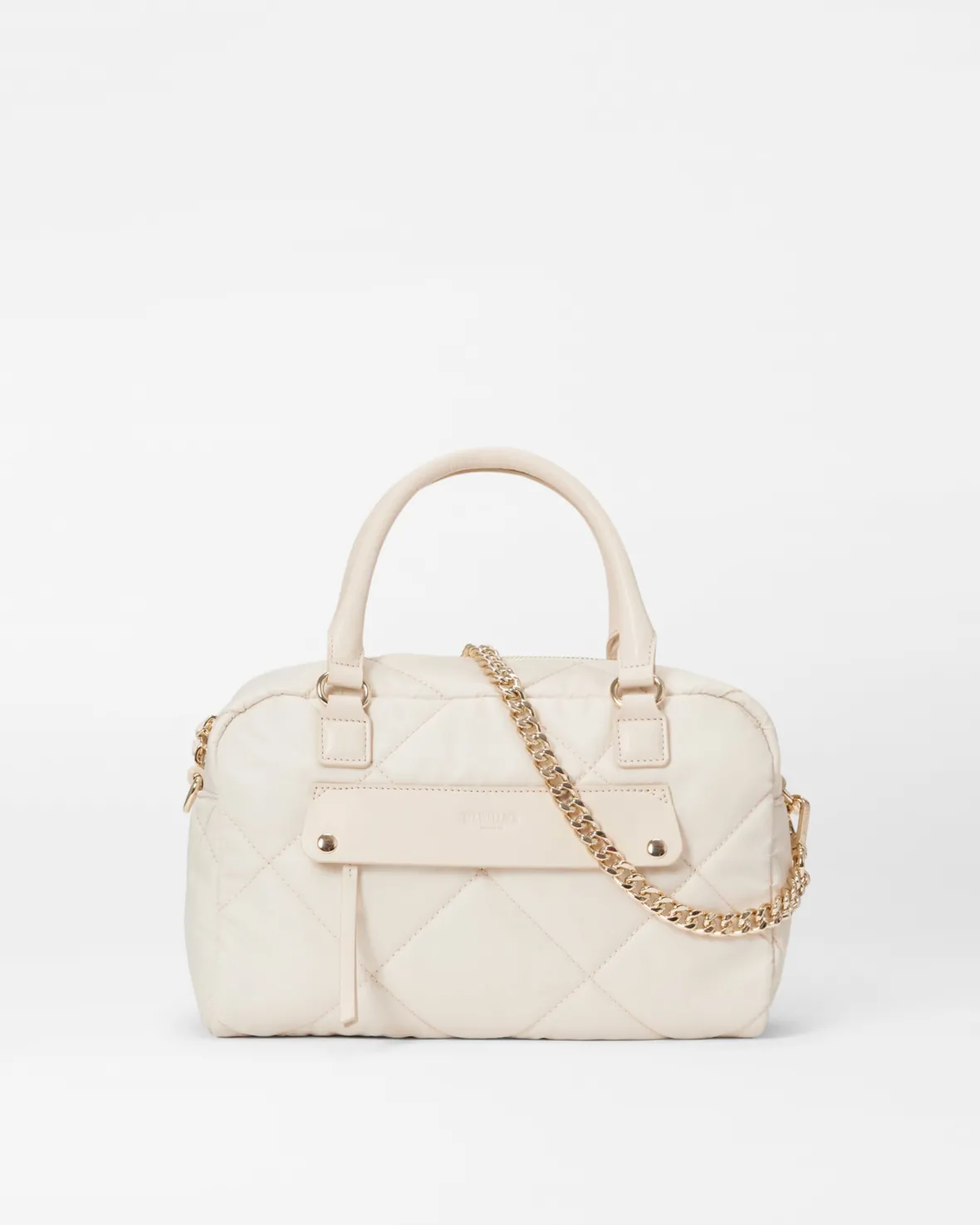 Madison|Shoulders<MZ Wallace Quilted Madison Satchel Sandshell