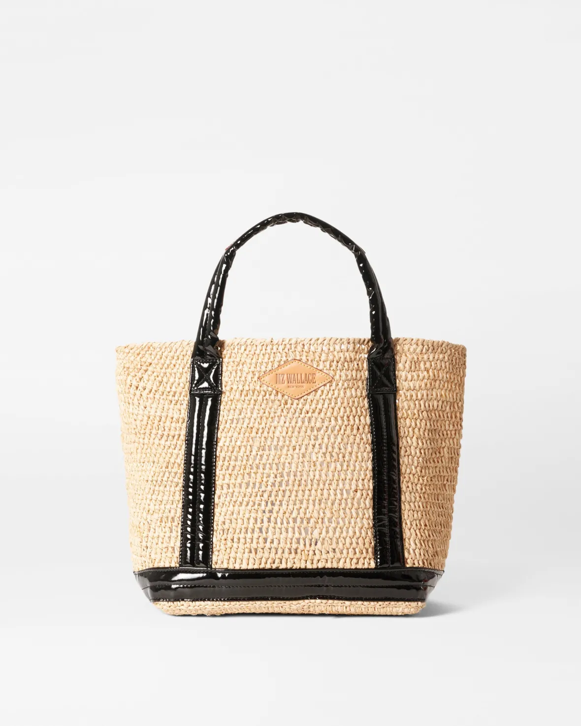 Raffia|Totes<MZ Wallace Small Raffia Tote Raffia/BlackLacquer