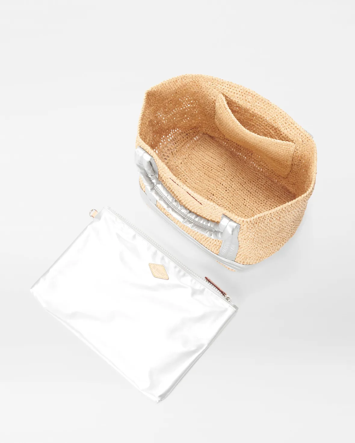 Raffia|Totes<MZ Wallace Small Raffia Tote MatteSilver