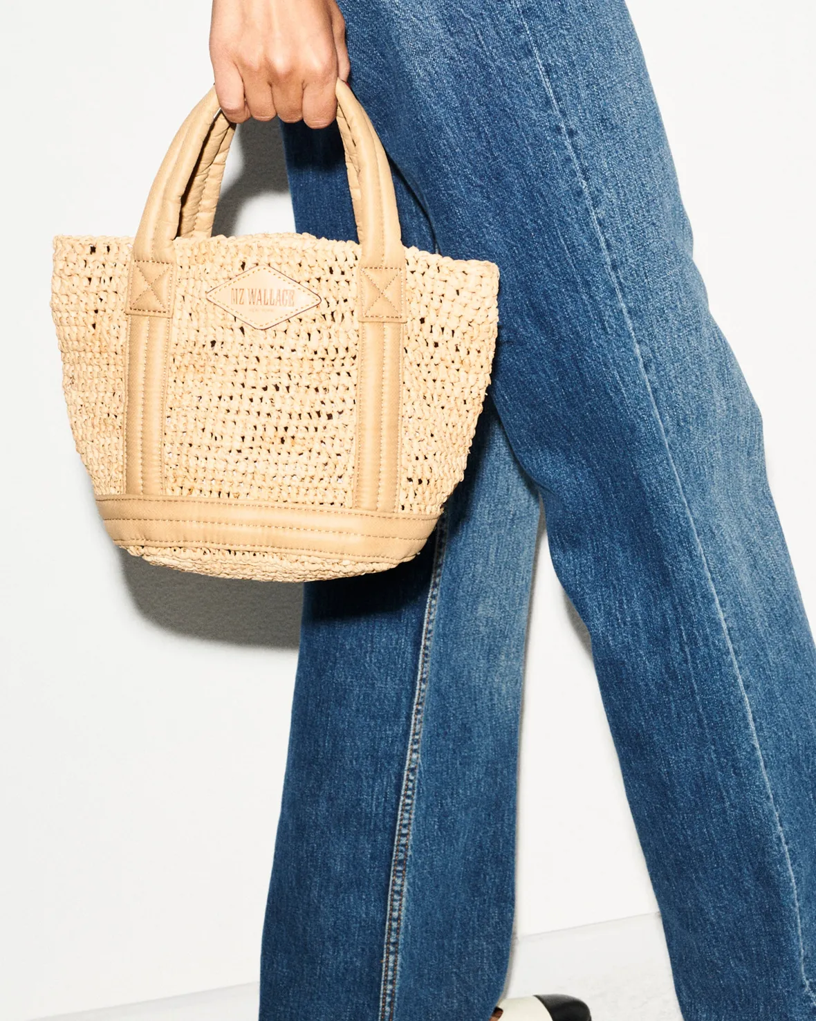 Raffia|Totes<MZ Wallace Mini Raffia Tote Raffia/Camel