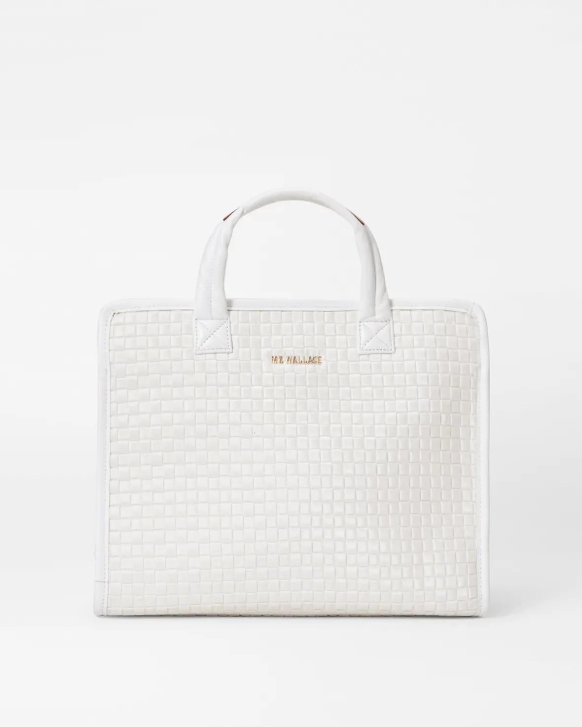 Totes<MZ Wallace Medium Woven Box Tote PearlMetallic