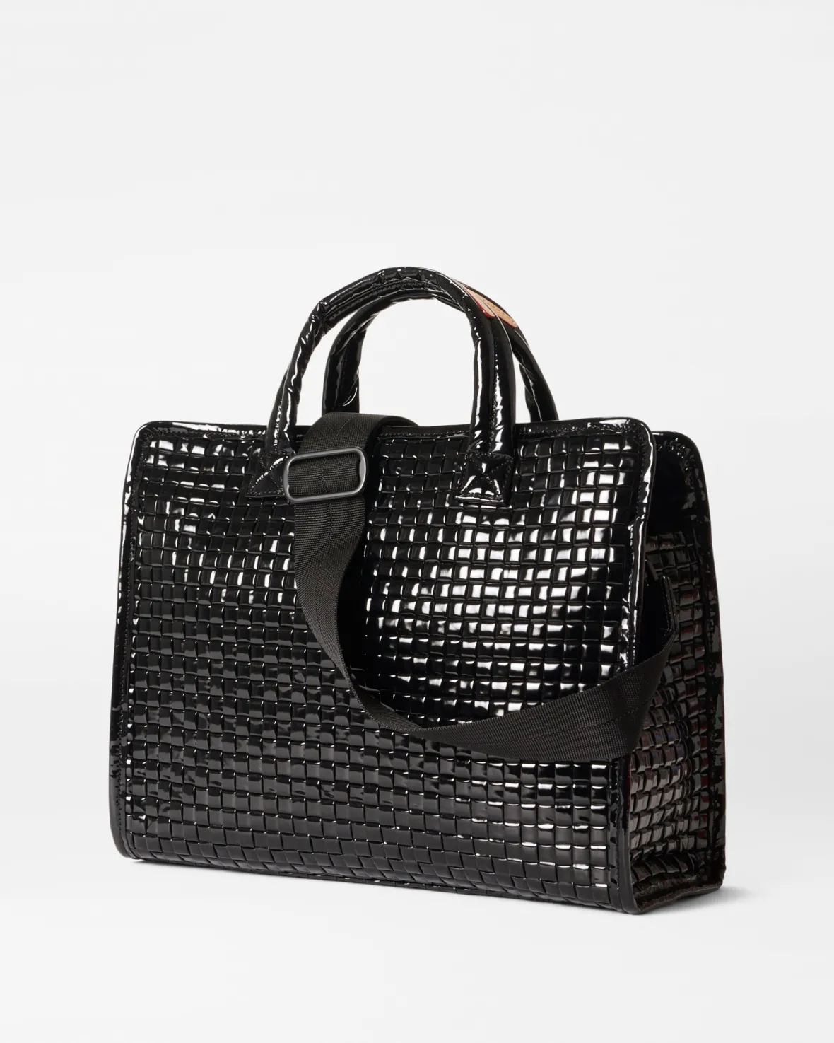 Totes<MZ Wallace Medium Woven Box Tote BlackLacquer