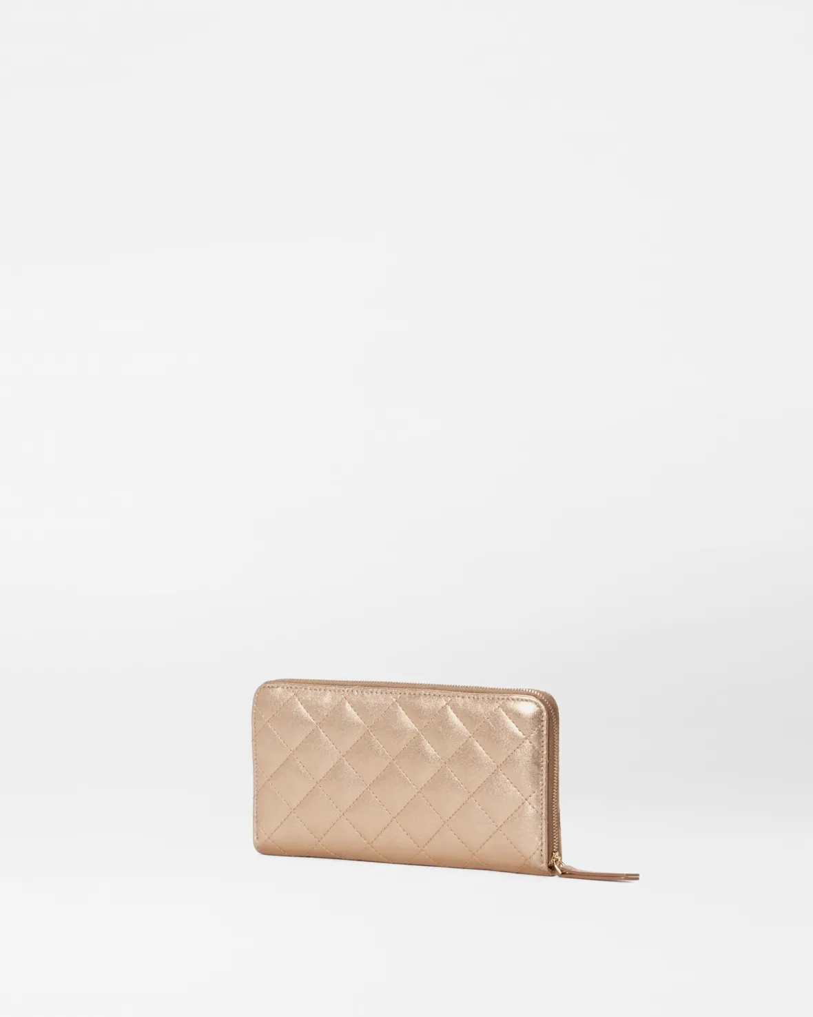 MZW Exclusives|Accessories<MZ Wallace Long Zip Round Wallet HoneyMetallicLeather