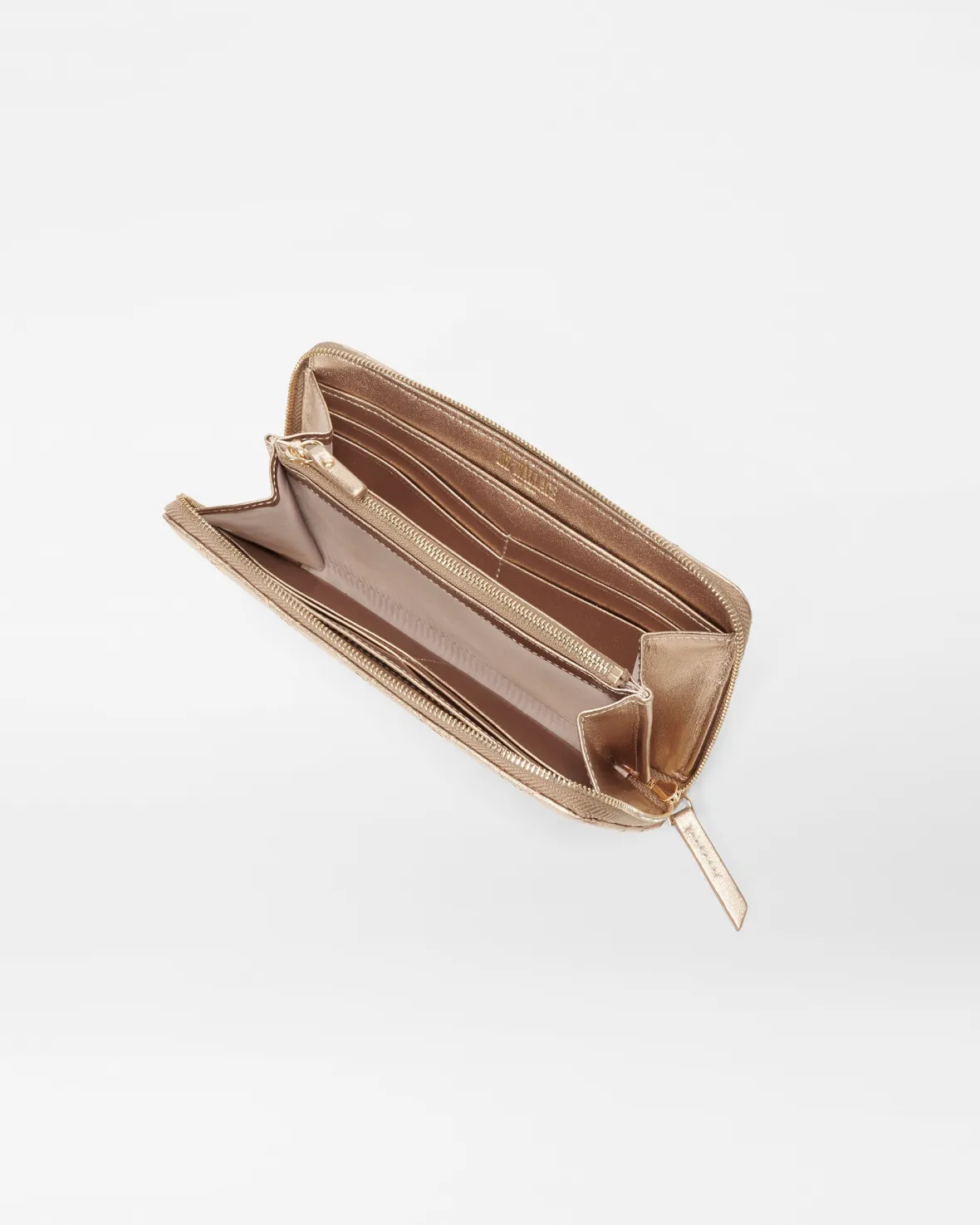 MZW Exclusives|Accessories<MZ Wallace Long Zip Round Wallet HoneyMetallicLeather