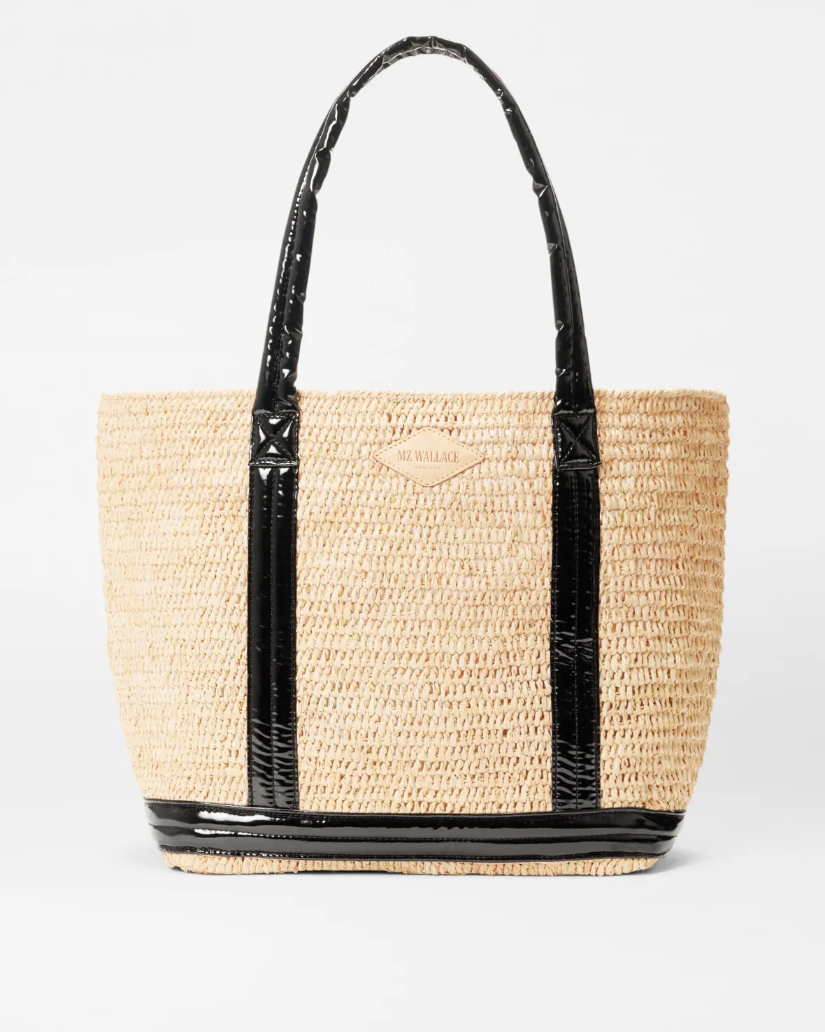 Totes<MZ Wallace Medium Raffia Tote BlackLacquer