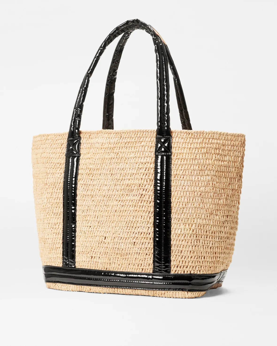Totes<MZ Wallace Medium Raffia Tote BlackLacquer