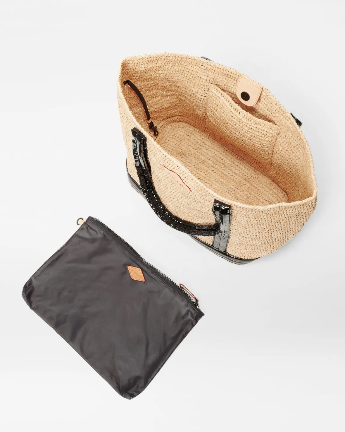 Totes<MZ Wallace Medium Raffia Tote BlackLacquer