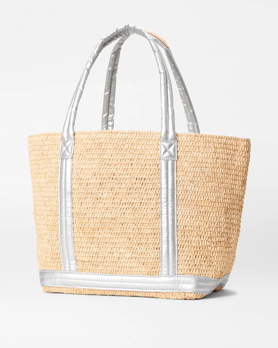 Raffia|Totes<MZ Wallace Medium Raffia Tote MatteSilver