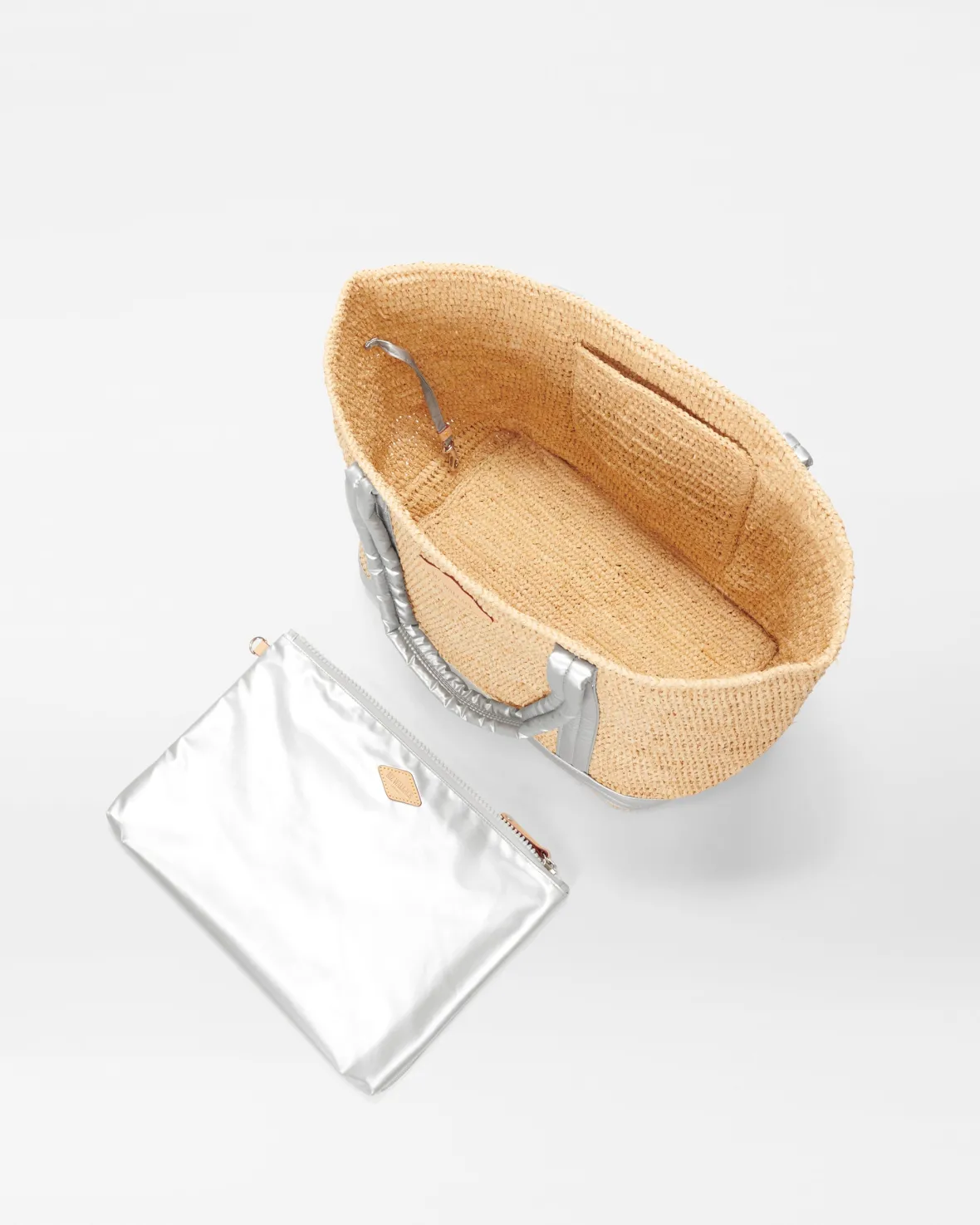 Raffia|Totes<MZ Wallace Medium Raffia Tote MatteSilver