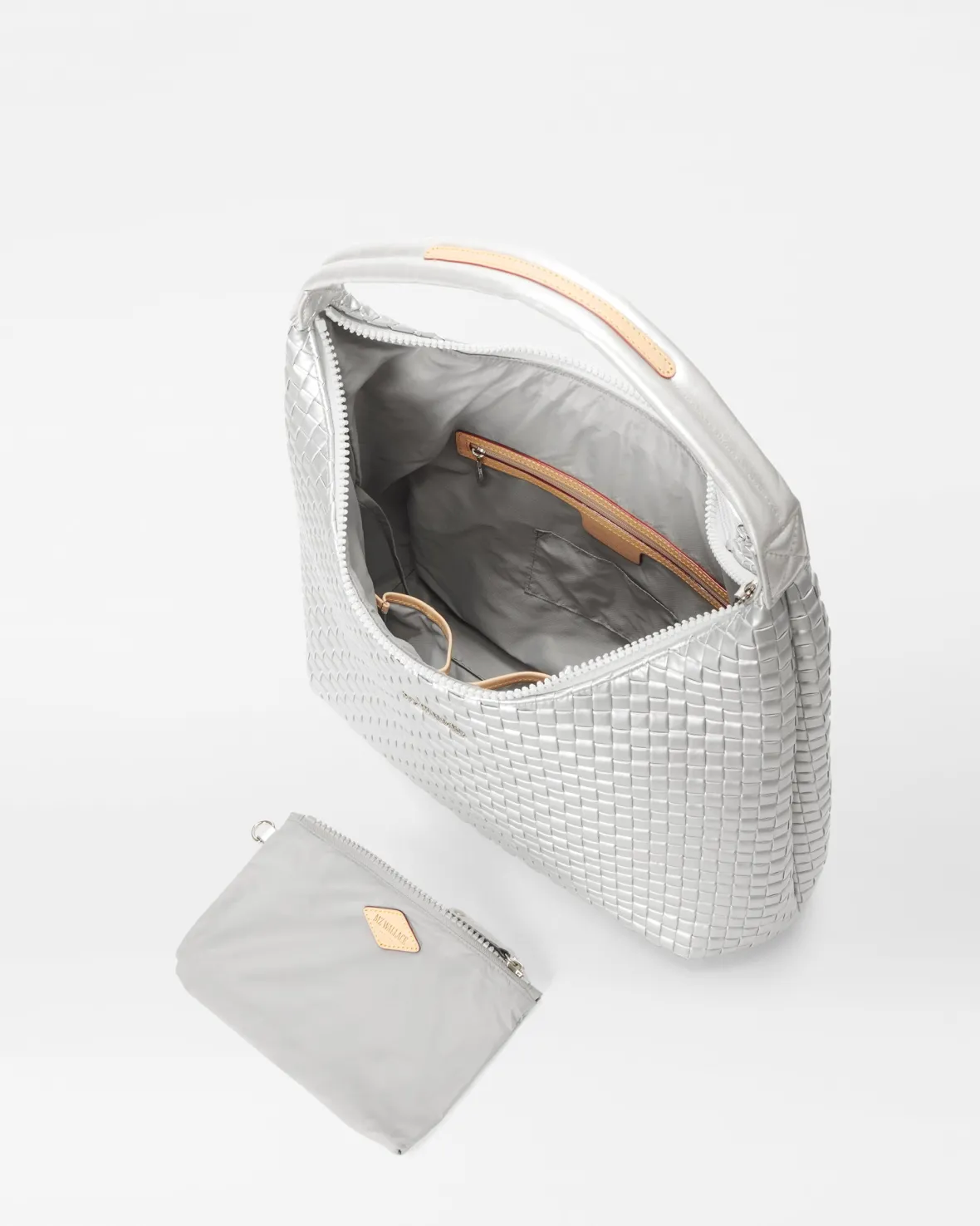 Shoulders|MZW Exclusives<MZ Wallace Large Woven Shoulder MatteSilver