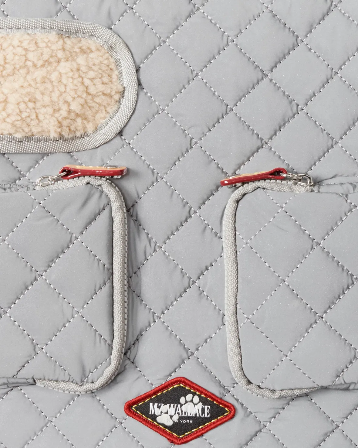 Accessories<MZ Wallace Small MZW Dog Coat SilverReflectiveW/TanSherpa