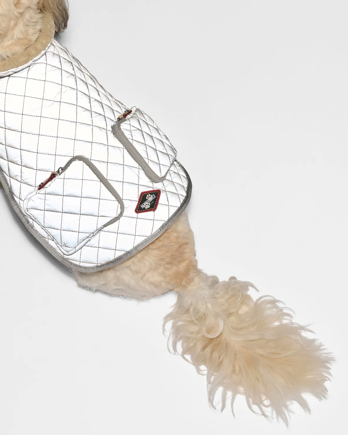 Accessories<MZ Wallace Small MZW Dog Coat SilverReflectiveW/TanSherpa